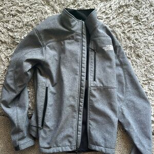 North face, soft shell jacket, Heather Gray size large.